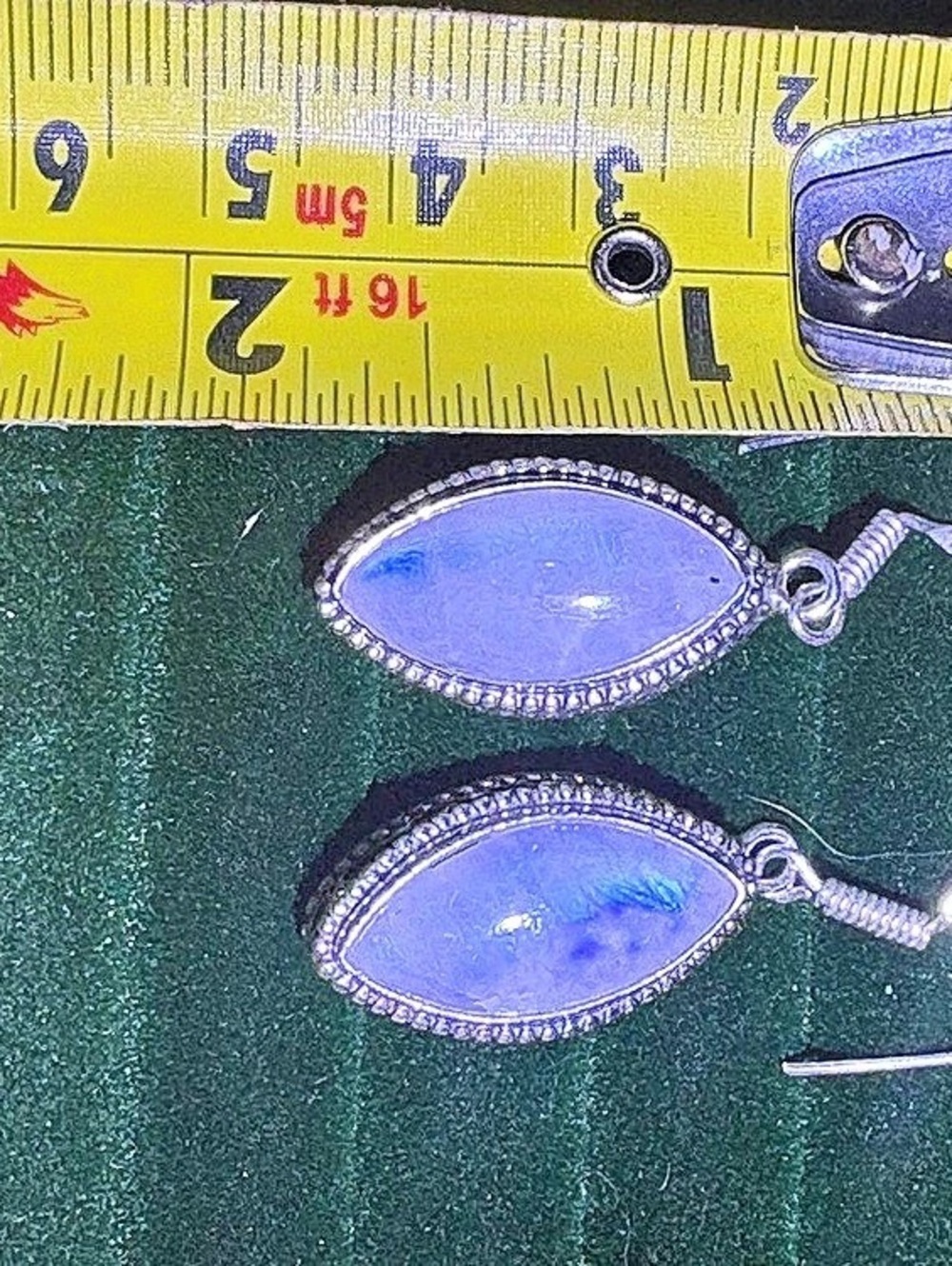 Moonstone Drop Earrings in White & Silver